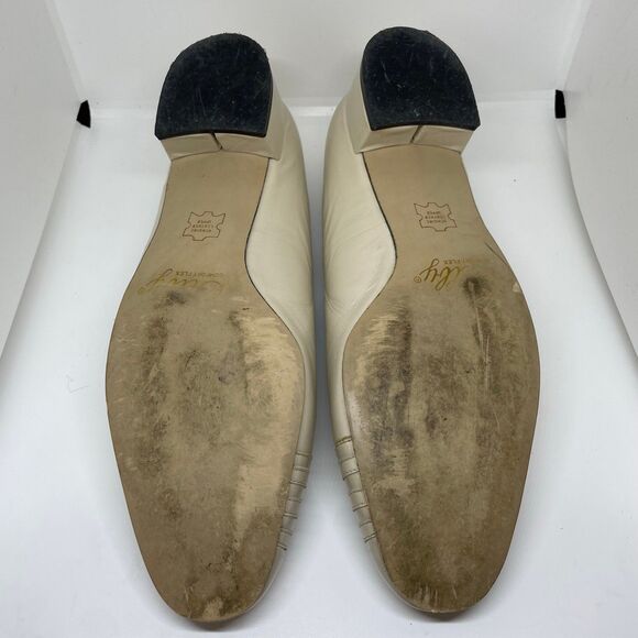 VINTAGE SELLY COMFORT FLEX HEELS LEATHER CREAM WHITE WOMEN'S SIZE 8.5 - Picture 8 of 11